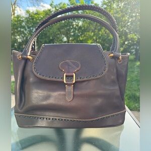Dooney & Bourke leather Florentine Brown T’moro flap satchel